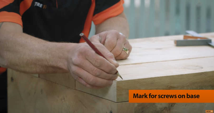 How to build a planter box - Mark for screws on base